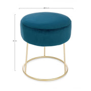 Pouf in Blue Samt Clarissa -Durchmesser 35x H40 cm