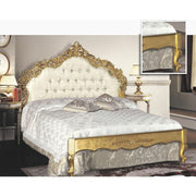 Holzbett mit Kopfteil und geschnitztem Fußteil 172x200xh.170 cm