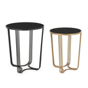 Set 2 Gold-Schwarz-Tisch im Metall-Design-Stil