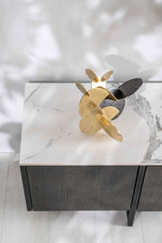 Dunkler weiß-grauer Fernsehhalter 40 cm x 180 cm H. 45 cm