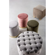 Pouf Grey Velvet Effekt mit goldener Bande CM 35 x 40 h cm