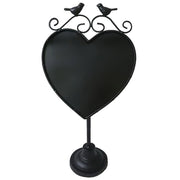 Lavagna Metall Black Heart mit Vögeln CM21.5x14.5H42