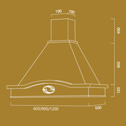Lucrezia aufstrebende Kapuze in weißer Edelstahl- und Holzfarbe CM Holzrahmen 90 cm