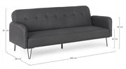 Drei -Seerer -Sofa Bett in schwarzem Stoff Bridjet 200x82x H81 cm