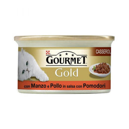 Gourmet Gold Doppelfreude mit Rindfleisch und nasse Hühnerkatze Gr. 85