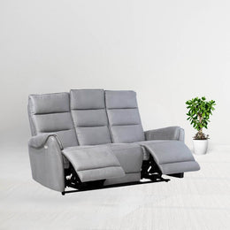 3 -Seerer -Sofa mit 2 elektrischen Liegen in hellgrauem Nabuk 187 x 98 x 109 cm