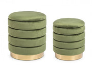 Set2 Pouf Container Darina Olive in Samt Oliven