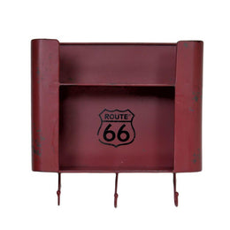 2 -Storey Red Brisstol Metal Shelf mit 3 -Seerer -Hanger CM30x10H30