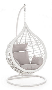 Weißer suspendierter Sessel mit synthetischer Faserkissen