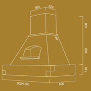 Epoque weiße rustikale Küchenhaube mit Holzrahmen Inlay Tabakfarbe 120 cm