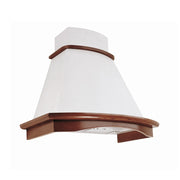 Bella Rustikale weiße Küchenhaube mit Holzrahmen Inlay Tabakfarbe 60 cm