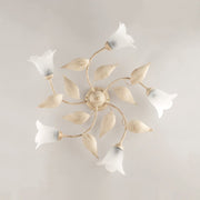 Fünf Lichtgold -Eisen -Baumwolliera für weißes Alabaster Glasweiß 70x H20 cm