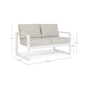 Zwei -Seerer -Außensofa weißer Merrigan 134x78x H84 cm
