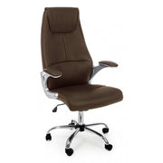 Büro -Sessel in Camberra Brown Eco -Leder mit Armlehnen