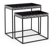 Setzen Sie 2 Inky Black Metall -Tische