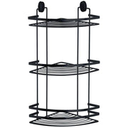 Angolarregal mit 3 Regalen in schwarzem Stahl der schwarzen Abdeckung für Badezimmer und Dusche.