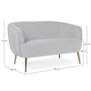 2 Sitzoter -Sofa hellgrauer Samtwirkung Linsay 129 cm