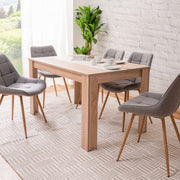 Esstisch Eichenfarbe oder weiß reversibler weißer Einsatz 138x80xh.74 cm