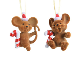 Plastikmäuse mit gestreiften Pelzhut mit zwei Eseln CM