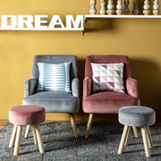 Adeline Holz Velvet Effekt Holzhocker 38H CM