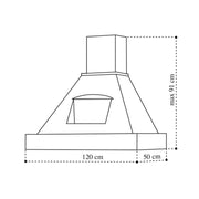 Rustikale Kapuze mit weißem Tosca -Küchenkamin mit 120 cm Farbholz -Oberflächen