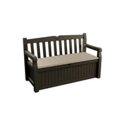 Harzkiste mit Holzeffekt Finish, braun mit Beigesitz 140x60xh.84 cm