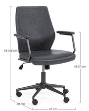 Ecopelle Büro Sessel Schwarz Jamie 67 x 58 x 93 cm