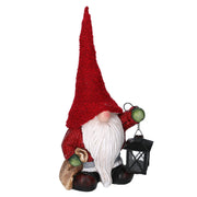 Gnomo -Harz mit roter Laterne CM23.5x17H50