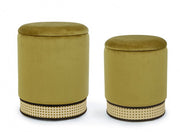 Set 2 Pouf Milena Green Velvet Container