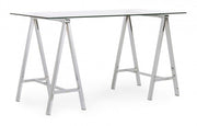 Moderner Chrom -Alchemie -Schreibtisch mit Glas Top 140x70x76H CM