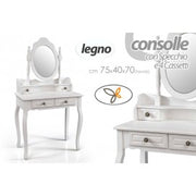 Kammerkonsole mit Spiegel und vier weißen Schubladen