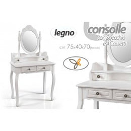 Kammerkonsole mit Spiegel und vier weißen Schubladen