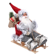 Santa Claus Stoff auf rotgrauem Schlitten CM33X12H30