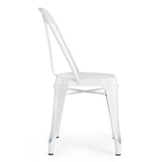 Zeitgenössischer Stuhl im weißen Stahl Minneapolis 44x53x H83 cm