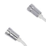 Weißes flexibles Kabel, erweiterbar mit Feder, maximale Länge 150 cm.