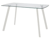 Fixed Table Maura Bianco mit Glasoberteil und Metallbeinen 130x75x76