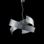 Industrielle Suspension in lackiertem Eisen mit Silberdekoration 3 Lichter 57xh.28 cm