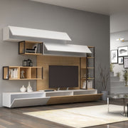 Die Wand ausgestattet zwei Rampenlicht vier Wandeinheiten Rovere Tronador 260x42x H210 cm