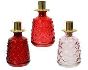 Transparenter Glashalter mit farbigem Spritzer mit Blatt mit 3 verschiedenen Farben H 13 x Ø 7,5 cm