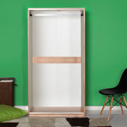 SWD4362024 Garderobe mit Kleiderbügel und Schiebetüren weiß und Eiche