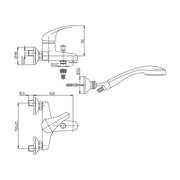 Paini Bank Mixer Outdoor verchromt mit Dusche und Wandstütze Effez