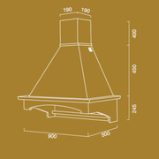 Wiene weiße rustikale Küche Kapuze mit Holzrahmen inlay Walnuss Farbe vermeiden 90 cm