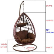 Polyrattan Hanging Rocking mit Kissen und Unterstützung 90x70x200h cm
