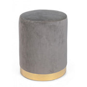 Pouf Grey Velvet Effekt mit goldener Bande CM 35 x 40 h cm