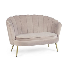 2 Sitzoter -Sofa hellgrauer Samteffekt Giliola