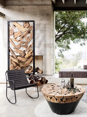 Holztisch und industrielles Stahl CM Ø90x45H