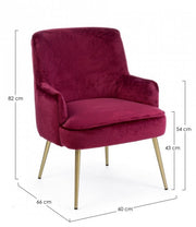 Moderner Sessel Velvet Bordeaux Clelia