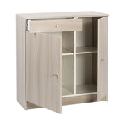 Niedrige Mehrzweckgarderobe Zwei Türen Eine leichte Olmo -Schublade 77x34x H80 cm