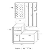 Weißer Eingangsgarderobe und Zement 100x25xh.180 cm effektiv