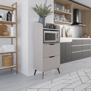 Gorki -Mehrzweck -Mobilfunk mit Mocha -Schubladen und weißem Carrara -Regal